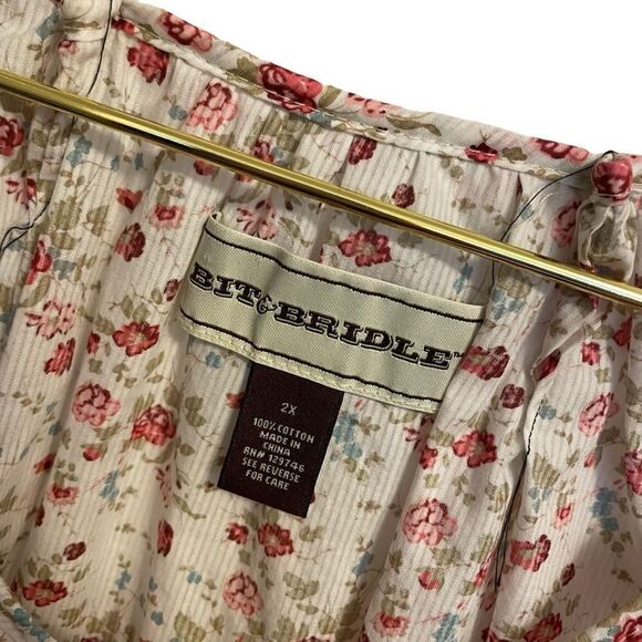 Brit & Bridle Long Sleeve Floral Blouse Size 2X - Picture 3 of 8
